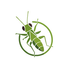 Grasshopper Logo With Clean Geometric Shapes, Flat Design