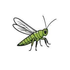 Minimalist Grasshopper Logo, Side View, Bold Black Outlines, Flat Vector Design