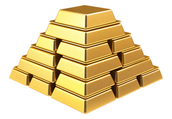 Gold bars gold , isolated on transparent background, png