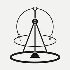 Foucault pendulum illustration simple black and white design for educational purposes