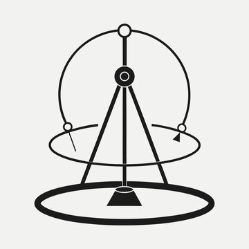 Foucault pendulum illustration simple black and white design for educational purposes