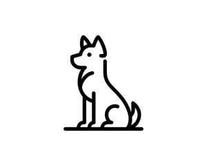 Cute puppy icon logo in flat style