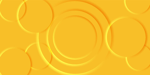 Abstract Background with 3d circle yellow papercut layer, vector illustration