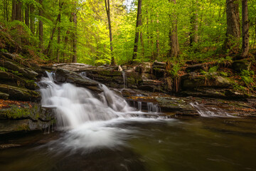waterfalls of Jeseníky, water, stream, mountain stream, waterfall, cascade, trees, mountains, forests, landscape, nature,