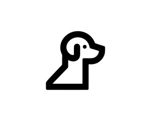 Simple dog line art logo for business