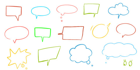 Obraz premium hand drawn speech bubbles -color pencil -Doodle texture pencil - balloon, hand-drawn simple cute vector set