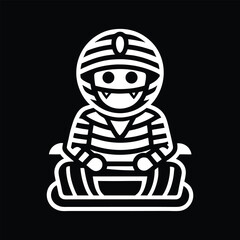 Cartoon racer in go kart silhouette style motorsport illustration