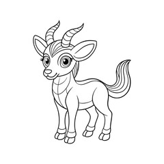 Antelope Adult and Kids Coloring Page Vector