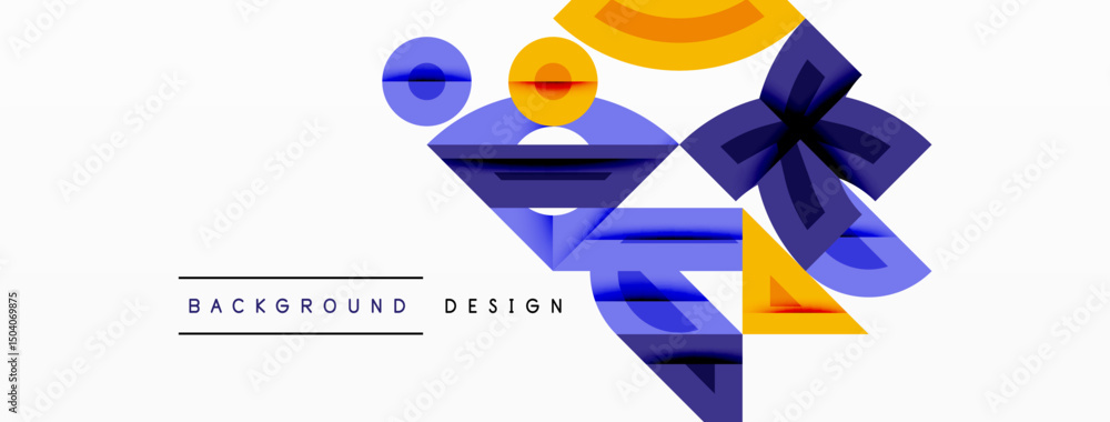 Poster abstract geometric shapes, vibrant colors, modern design elements. composition features overlapping 
