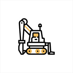 yellow bulldozer vector