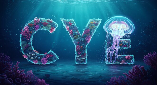 CYE Sea Lettering with Coral and Jellyfish
