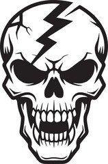 Angry Skull silhouette with Lightning Crack – Bold Vector Skull Illustration