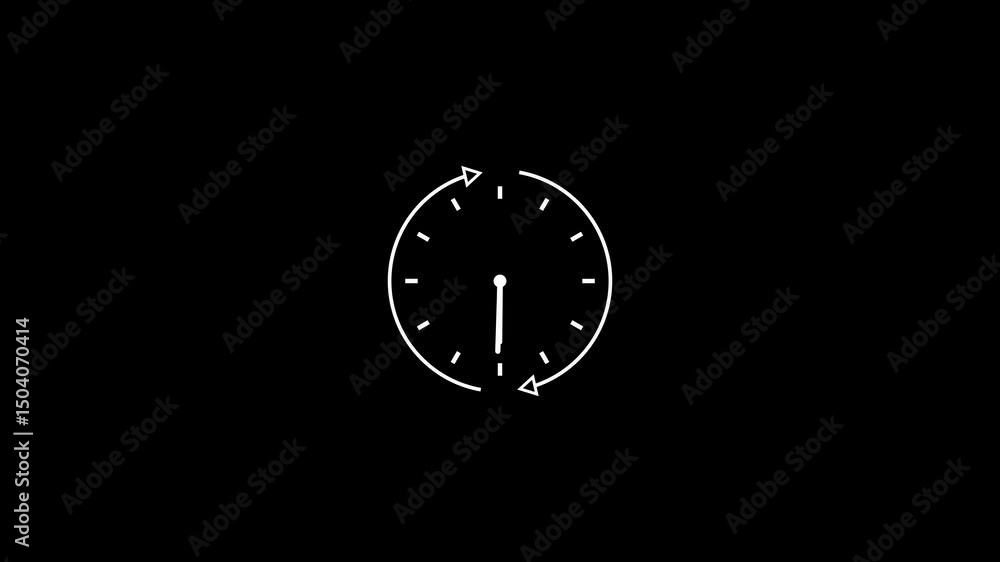 Poster spinning clock animation. time lapse of clock icon. clock time lapse black clock icon with moving ar