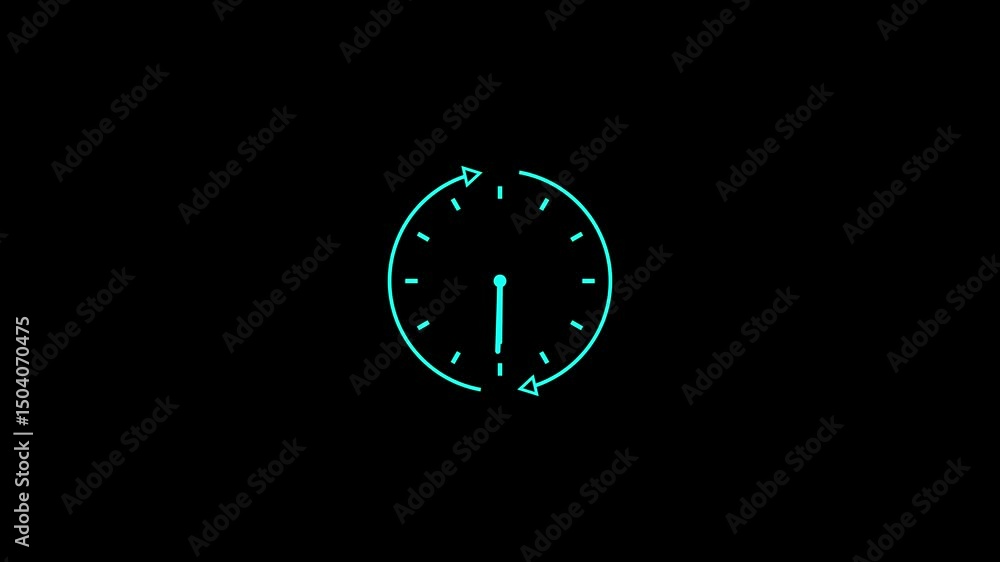 Poster spinning clock animation. time lapse of clock icon. clock time lapse black clock icon with moving ar