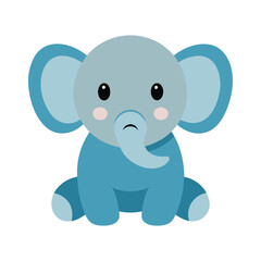 Cute blue elephant illustration playful animal character for kids design projects