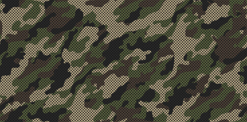 Green camouflage pattern with grid. Military camouflage pattern for clothing design.	