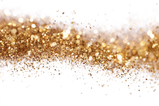 golden Glitter Explosion with Bokeh Light Effect Isolated on White or Transparent PNG