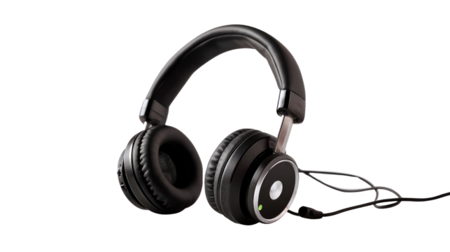 Headphone on Display: A high-quality headphone stands out, highlighting the sleek design. The photo focuses on technology and sound.