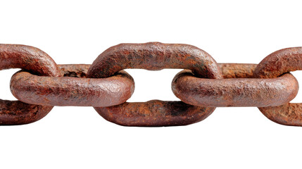 Fototapeta premium Rusty Chain: An intimate portrayal of a rusted chain. Close-up view of an aged metal link, embodying concepts of history, strength, and the passage of time.