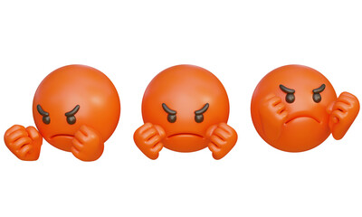 clenched fist very angry expression Emoji 3D Icon