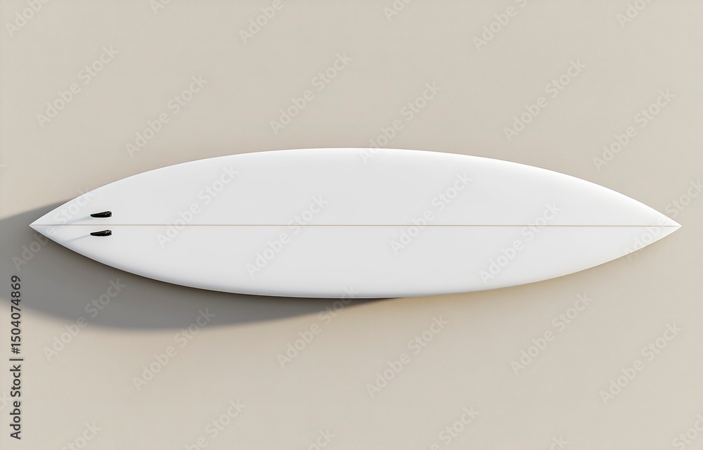 Fototapete Top view of two white surfboards mockup, isolated on a light background with soft shadows and highlights for a creative design template. 3D rendering illustration, high-resolution photography, stock p