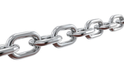 Obraz premium Steel Chain Detail: A meticulously crafted steel chain, each link gleaming with a polished finish, stretches across the frame, conveying strength, connection, and durability.