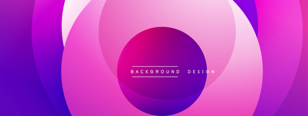 Abstract background features overlapping circles. Gradient colorspurple, pink, whitecreate dynamic visual effect. Modern design element.