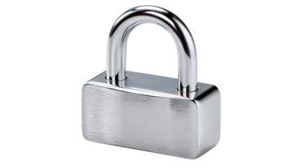 Secure Steel Lock: A close-up shot of a gleaming silver padlock. It radiates reliability and the assurance of steadfast security.