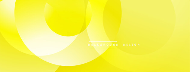 Yellow abstract background. Overlapping circles create smooth gradients, modern design. Simple, elegant visual composition.