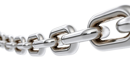 Obraz premium Interlocking Chain Links: A close-up shot reveals the intricate detail of gleaming metallic chain links, interlocked with precision, creating a powerful visual metaphor for strength, connection.