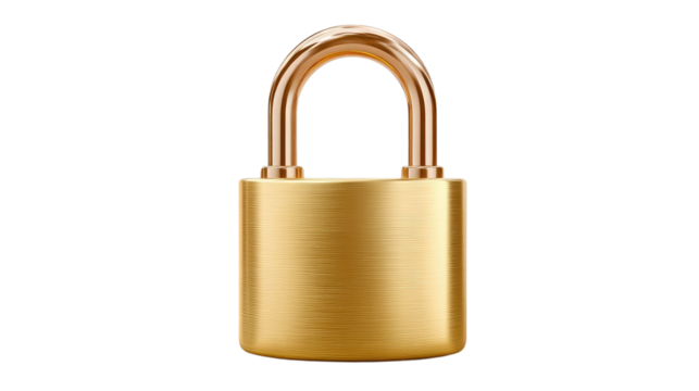 Golden Security: A gleaming, gold padlock represents security, protection, and the concept of keeping something private and safe. This photo captures the essence of locking something away.