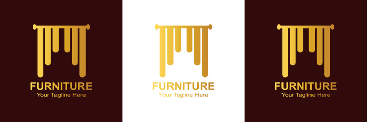 Luxury Window Treatment Logo with Golden Blind - Minimalist EPS