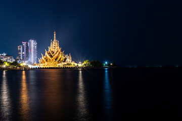 The blurred background of fireworks (light trails) is beautiful at night, seen in the New Year holidays, Christmas events, for tourists to take pictures during public travel.