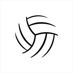 Fototapeta premium Simple volleyball illustration in black outlined design on white background ideal for sports