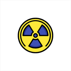 A radioactive warning symbol in yellow and black