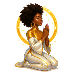 Afro Woman Praying Clipart