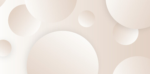 White paper circle with shadows on brown background.Vector illustration.brown vector background with a pattern of circles with different diameters.Textured template for a web splash in a modern style.
