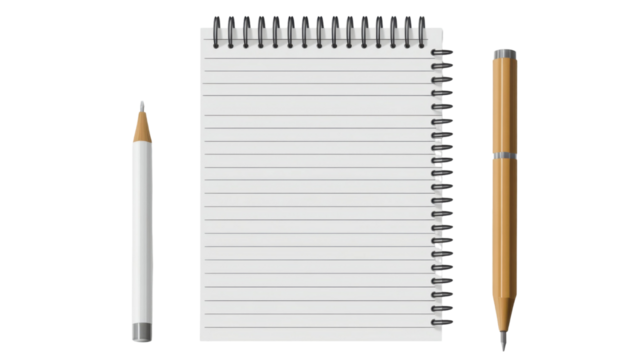 Notepad with Lined Pages for Writing and Note-Taking Isolated on White Background