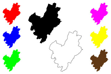 Blitar city (Republic of Indonesia, Region Java) map vector illustration, scribble sketch Blitar map