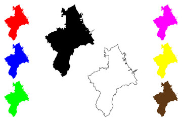 Cirebon city (Republic of Indonesia, Region Java) map vector illustration, scribble sketch Cheribon or Chirebon map