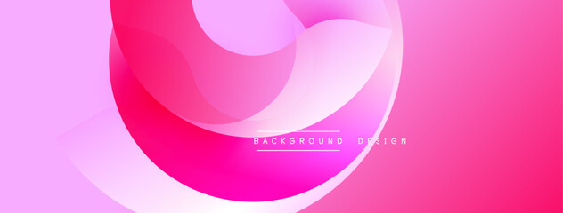 Abstract pink background. Smooth shapes overlap creating dynamic visual effect. Modern design suitable for banners, presentations.