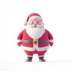 Standing cartoon shape Santa Claus with a excited face isolated on a white background
