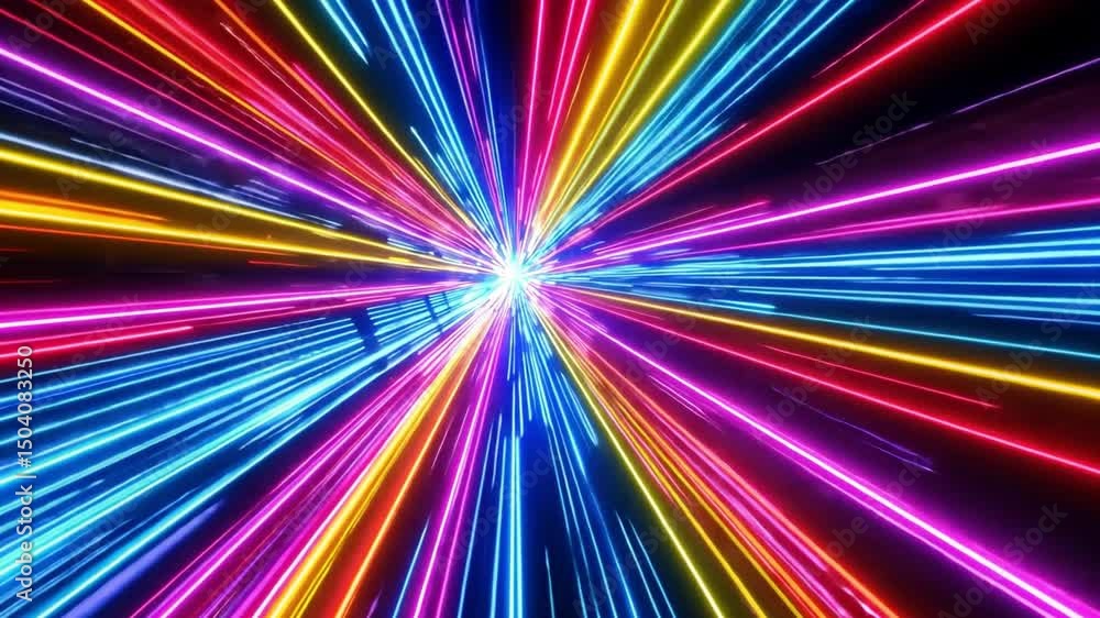 Poster vibrant and colorful light beams dynamic energy visual effect in pink and blue, creating exciting at