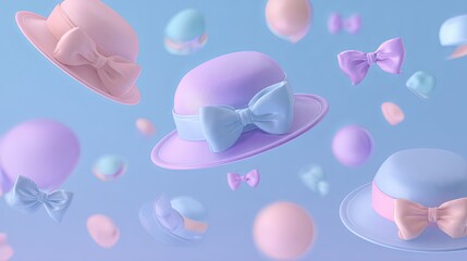 Fototapeta premium Whimsical Hats and Balloons with Bows for Festive Celebration