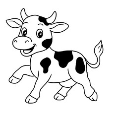 Cute cow cartoon coloring page illustration . For kids coloring book.