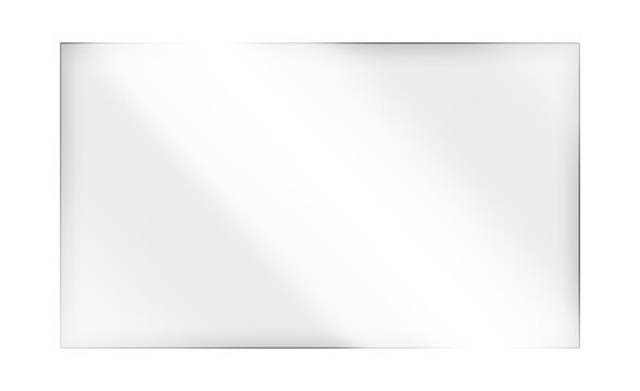 Transparent, shiny glass sheet. Transparent plastic panel. Glare and reflections on the transparent surface. Showcase. Cut out