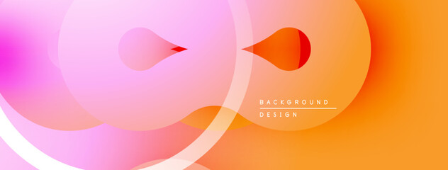 Abstract fluid shapes, gradient colors. Pink, orange hues blend smoothly. Modern design element, soft visual texture.