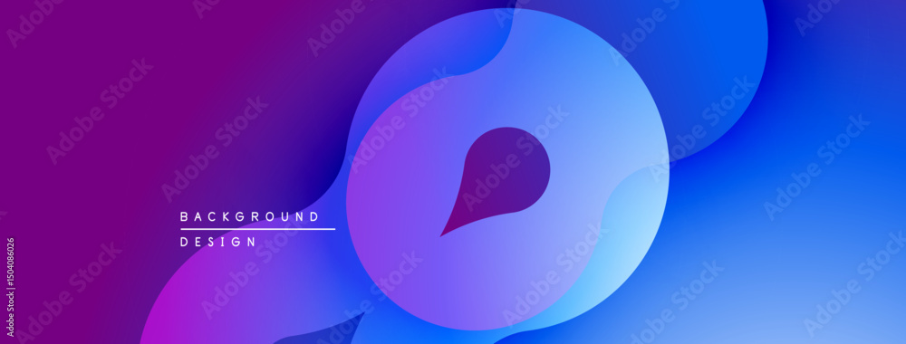 Poster abstract fluid shapes, vibrant purpleblue gradient. modern design, smooth layers create dynamic visu