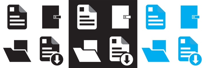 Document related  icons.  Vector for websites, mobile interfaces, presentations, banner, visual branding etc. Vector illustration. isolated on white and black background. EPS 10
