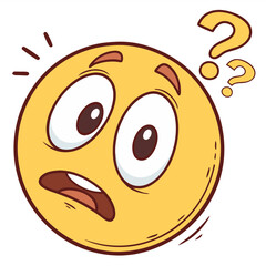 Confused emoticon with a tilted head, expressing uncertainty or puzzlement in a fun, relatable digital design.
